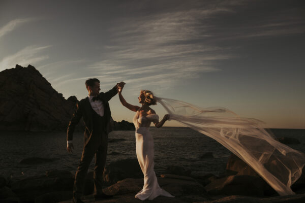 Sugarloaf Rock Wedding Couple Sunset Dance