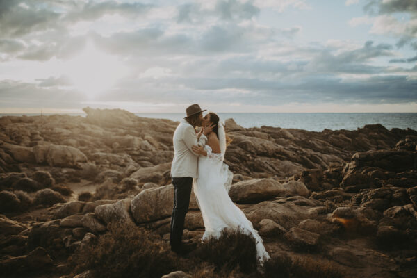 Wavehouse Studios Wedding Couple Groom and Bride Sunset Shot